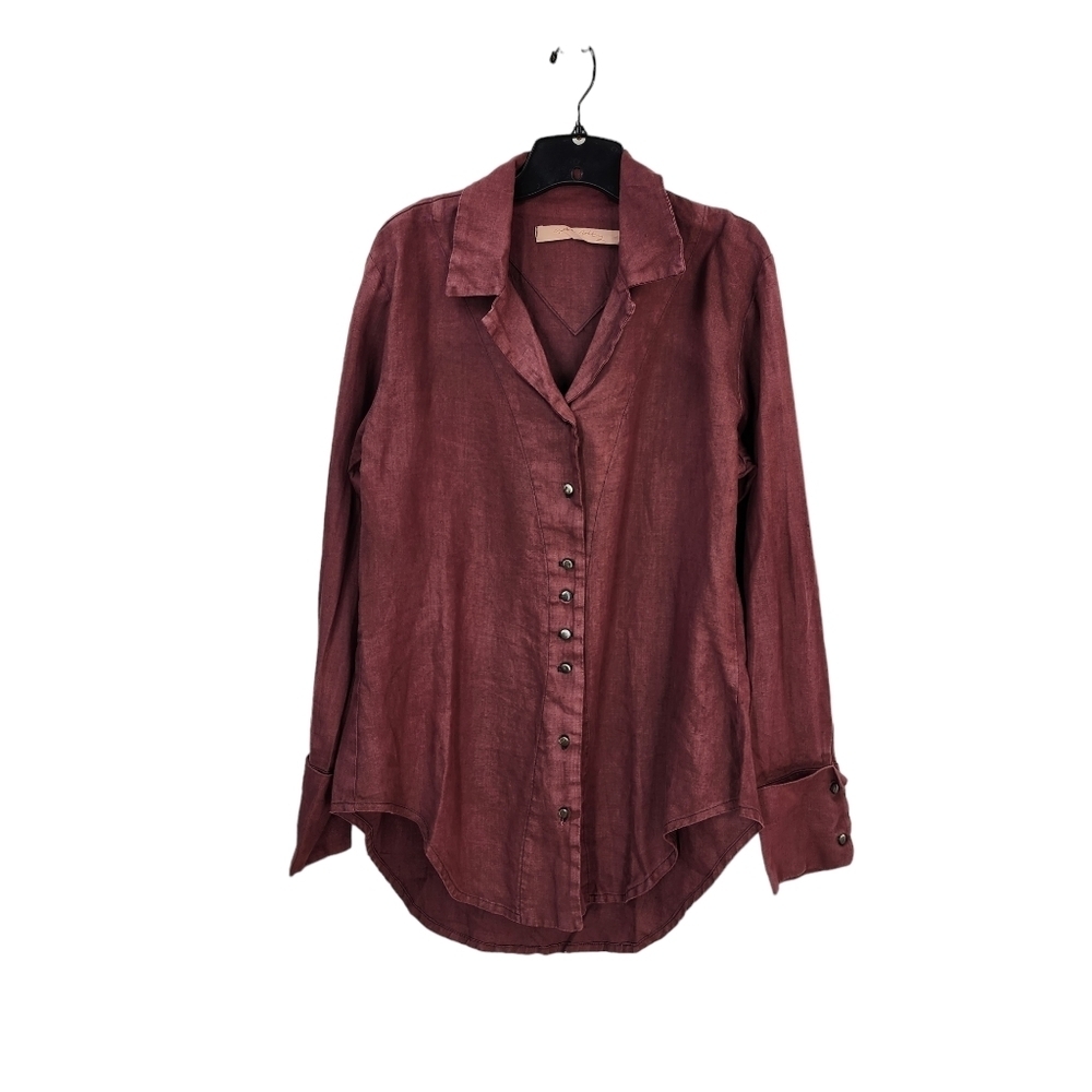 Cynthia Ashby Women's 100% Linen Long Sleeves Button Down Shirt - M